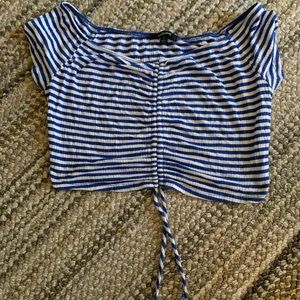 Blue & white striped crop top size S